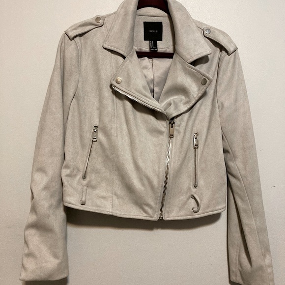 Moto Jacket Grey Suede - FOREVER 21 - Medium - Picture 2 of 6